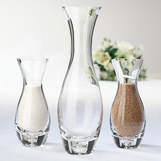 Set of 3 Unity Sand Vases with Silver Plated Charm
