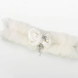 Lillian Rose Ivory Tulle Garter with Jewel