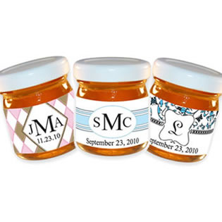 Personalized Monogram Honey Jar Wedding Favors (34 Designs Available)
