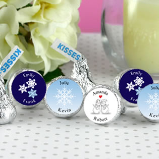 Winter Theme Hersheys Kiss Wedding Favors (5 designs available)
