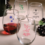Holiday Themed Stemless Wine Glass - 9 Ounce