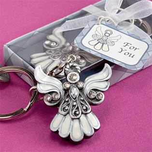 12 - Free Shipping! Keychain Favors Moon and Angel Prayer Design