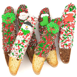 Christmas Dipped Biscotti Favors